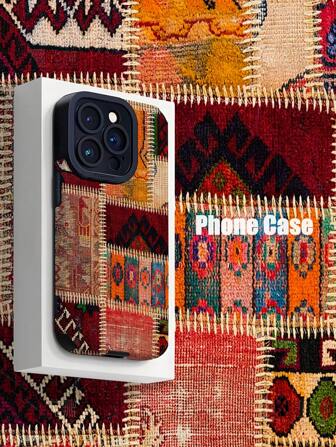 1pc Weave Retro Pattern Soft Bumper Phone Case, Compatible With Apple, Anti-Scratch Waterproof Shockproof Anti-Fall