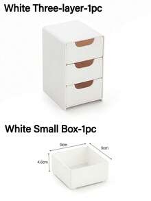 1pc Mini Desktop Storage Box With 3 Compartments, Drawer Cosmetics Organizer, Simple 3 Layers Drawer Storage Box, Tabletop Storage Box Halloween Decor, Room Decor, Christmas Decorations, Halloween, Halloween Decorations, Christmas, Halloween Decor, Christmas Decor, Fall Decor, Christmas Decor, Storage, Organizer - White - View 3