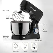 1 PC. Batidora de pie NOVAKA con enchufe de EE. UU., batidora de pie eléctrica para el hogar con cabezal inclinable de 4,5 L, velocidad de 1000 W 6+P, batidora de cocina multifuncional con gancho para masa, batidor, batidora de alimentos y batidor de mantequilla