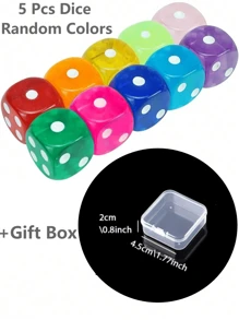 10/20/50/100 Pcs 6 Sided Dice Set, 14MM Premium Translucent Rounded Corners Colored Bulk Dice For Classroom Teaching, Board Games, Dices Game, Random Colors Playing Dice,Card Shuffler,Dice Design,Game ,Mini Dice,D20 Dice