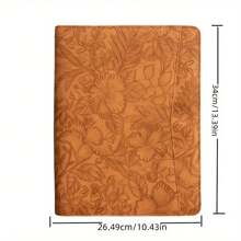 13 Inch Embossed Brown PU Leather Portfolio With Zipper, Padfolio, Professional Business Portfolio, A4 Document Storage, Stylish And Tasteful, Spacious Interior,Perfect Anniversary, Graduation, Or Business Gift For Her