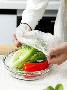 100 nắp đậy thực phẩm trong suốt có thể tái sử dụng, bao bì thực phẩm, miếng bảo vệ thực phẩm bằng silicon đàn hồi - trong suốt - Xem 2