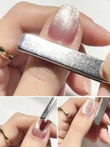1支3D磁性猫眼美甲棒，方形双头磁铁，DIY凝胶指甲油美甲磁性工具，专业美容工具，易于使用，美甲用品，美甲工具，美甲配件，返校季，美甲，美甲工具，适用于假指甲 - 銀色 - 查看 6