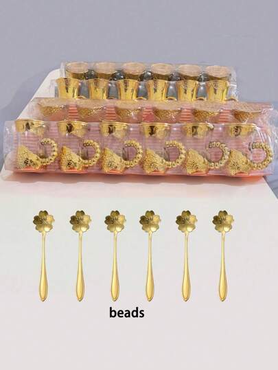 12件金色玻璃茶杯套装，金色茶杯，可爱迷你咖啡杯，复古欧式/红色茶杯，水杯，牛奶杯，适用于酒店，餐厅，家居，万圣节，圣诞节，新年，婚礼，派对活动