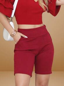 Women's Bermuda Shorts Social Tailoring For Elegant Women - 紅色 - 查看 1