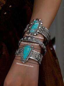 1 chiếc vòng tay trang trí bằng đá ngọc lam xanh phong cách phương Tây cổ điển trang sức Cowgirl - Nhiều màu - Xem 5
