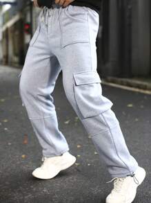 Men's Casual Cargo Pocket Sweatpants, Loose Fit, Autumn/Winter