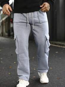 Men's Casual Cargo Pocket Sweatpants, Loose Fit, Autumn/Winter