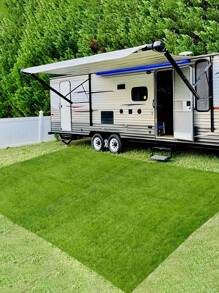 1/2/3Pcs Lush Artificial Grass Mat - Faux Turf Carpet For Outdoor, Wedding, And Balcony Decor Durable Plastic Green Lawn Rug - Green - View 2