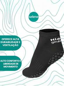 3 Pares De Meias Hidroginastica Antiderrapante Selene - Preto - Visão 5