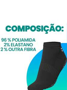 3 Pares De Meias Hidroginastica Antiderrapante Selene - Preto - Visão 6