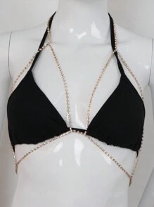 1 buc. Accesoriu pentru bikini cu lanț pentru corp versatil cu strasuri