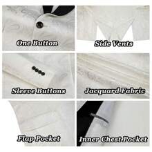 Mens White Floral Tuxedo Jacket Paisley Slim Fit Shawl Lapel Suit Blazer Jacket For Dinner Prom Party Wedding White - 白色 - 查看 3