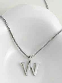 Magic Fish 1pc Classic 26 Alphabet Letter Necklace A-Z Initial Pendant Necklace Stainless Steel Jewelry Gift, Suitable For Daily Wear