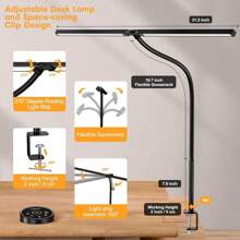 SZRSTH Led Desk Lamp For Office Home - Eye Caring Architect Lamp With Clamp,Dual Screen Computer Monitor Gooseneck Smart Light: 24W 5 Color Flexible Adjustable Lighting Table Lamp For Study Drafting Reading