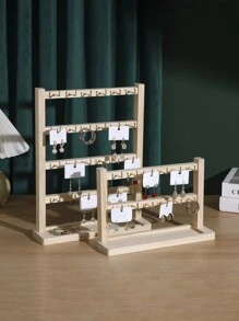 1 pieza Soporte multifuncional de nogal/color madera, soporte de exhibición para llaveros, soporte de exhibición de joyas de madera maciza con ganchos, estante colgante pequeño de accesorios con gancho, soporte de exhibición de pulseras y aretes, vuelta al colegio