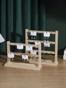 1 pieza Soporte multifuncional de nogal/color madera, soporte de exhibición para llaveros, soporte de exhibición de joyas de madera maciza con ganchos, estante colgante pequeño de accesorios con gancho, soporte de exhibición de pulseras y aretes, vuelta al colegio