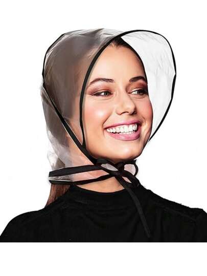 6 Pieces Rain Bonnet With Visor Clear Waterproof Rain Scarf Protect Hairstyle Plastic Rain Hats For Women