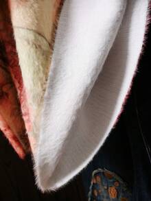 大码女款大码芝麻提花图案印花圆领长袖休闲针织毛衣