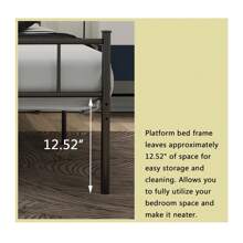 Industrial Style Metal Platform Bed Frame,14 Inch Black Bed Frame,Storage Space Under Bed Frames, Heavy Duty Steel Slat Support, No Box Spring Needed, Easy Assembly - Black - View 6
