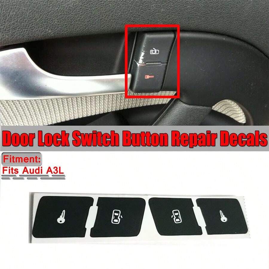 Left+Right Car Door Lock Control Switch Button Repair Kit, Matte Black Sticker Decals For Audi A3L Car Accessories - Black - View 1