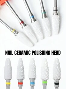 Dual Step Ceramic Nail Drill Bits Set, 3/32" (2.35mm) Professional Acrylic Nail File Drill Bits For Manicure Pedicure Cuticle Gel Nail Polish 5 Pieces - White - View 1