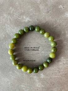 1 pièce Bracelet de perles en jade vert naturel pour femmes et hommes, adapté pour le yoga et la méditation, bijou porte-bonheur, favorise la créativité et absorbe l'énergie négative