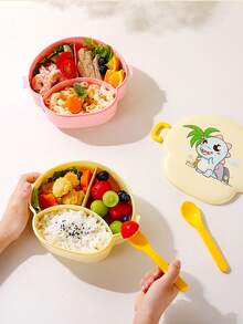1pc Cartoon Bento Box, Microwave , Portable, Suitable For Salad, Rice Bowl, Great For Students And Office Workers, Fruits, Vegetables, Sandwiches, Ideal For Meal Prep And Back To School - Multicolor - View 5