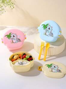 1pc Cartoon Bento Box, Microwave , Portable, Suitable For Salad, Rice Bowl, Great For Students And Office Workers, Fruits, Vegetables, Sandwiches, Ideal For Meal Prep And Back To School - Multicolor - View 4