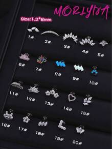 1 件时尚钛金属唇钉内螺纹耳钉天鹅叶天鹅 5A 氧化锆石 G23 植入级唇钉心形耳环鼻环鼻中隔珠宝月亮猫爪耳环铰链鼻中隔环眼海螺耳轮耳钉唇钉梦露唇环唇钉顶部螺丝平背耳环耳钉海螺唇钉梦露美杜莎唇鼻穿孔女士日常佩戴圣诞节和万圣节礼物情人节 - 彩色 - 查看 3