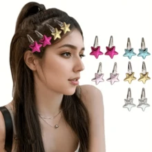 Bộ 6 kẹp tóc hình ngôi sao Punk Y2K - 6/10 kẹp tóc hai tông màu thời trang dành cho phụ nữ và trẻ em gái, món quà tuyệt vời cho ngày tựu trường - Nhiều màu - Xem 6