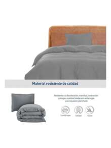 Juego de Funda Duvet para Edredon Individual - Gris - Ver 5