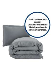 Juego de Funda Duvet para Edredon Individual - Gris - Ver 2