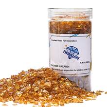 High Luster Fire Glass Gravel Stone Glitter,Broken Glass,Fire Gems Chips,Crushed Glass For Fire Pit Epoxy Crafts Resin Art Aquarium Garden Decoration,3-6mm,1-Pound Jar