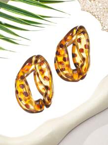 1set 2024 New Leopard Print Necklace & Earrings Personalized Exaggerate Necklace, For Women