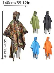 1 件户外三合一连帽防水雨衣，防风雨衣，多功能，适合徒步旅行、骑自行车，配有储物袋，黑色