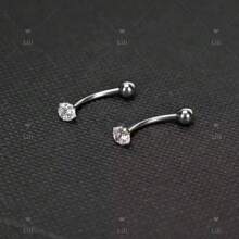 Kit 12 Piercing Tragus Curved Rhinestone With 8mm Ball - Bạc - Xem 3