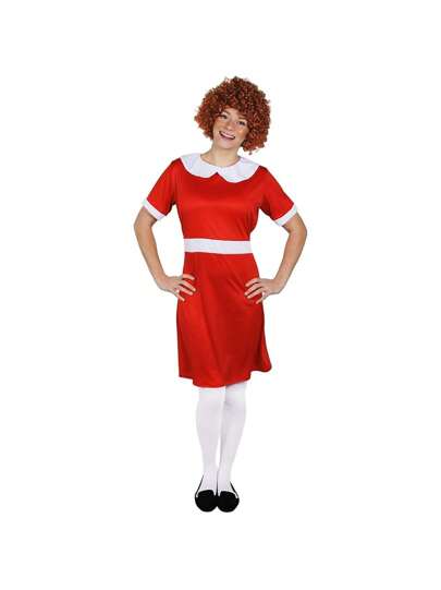 I LOVE FANCY DRESS Annie Costume Ladies Orphan Girl Fancy Dress TV Character Film Character Costume Red Dress With White Collar Book Character World Book Day Halloween Outfit For Teacher