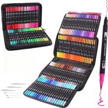 1set Colored Double Head Marker Pen, Modern Marking Pen For Students