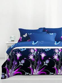 1 件花卉印花羽绒被套，柔软舒适床上用品套装（无枕套，无被子） - 彩色 - 查看 3