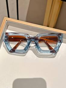 1pair Unisex Vintage Geometric Frame Clear Lens Computer Glasses, Casual Glasses Accessories For Women - Clear - View 2
