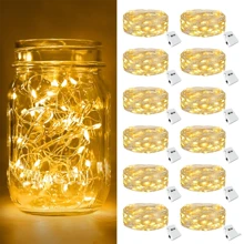 30pcs Battery Operated Fairy Lights, 3 Modes, 7ft 20in LED Twinkle Lights String, Waterproof Loose Mini Silver Wire Christmas Mason Jar Wedding Table Centerpieces Decor