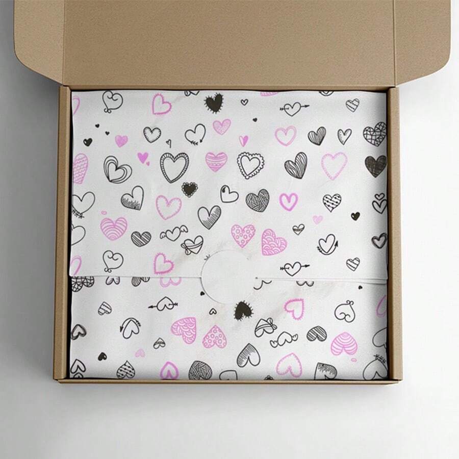100 Sheets Premium Tissue Paper 35x50cm Heart Print - 粉色 - 查看 1