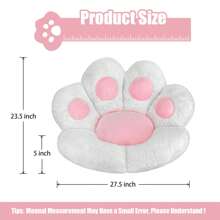 Ultra-Soft Cat Paw Floor Cushion Chair - Compact Lounge Seat For Gamers And Home Office - Cozy 28x24 Inch Plush Pillow For Dorm Or Apartment - White Color - 白色 - 查看 5