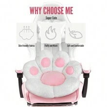 Ultra-Soft Cat Paw Floor Cushion Chair - Compact Lounge Seat For Gamers And Home Office - Cozy 28x24 Inch Plush Pillow For Dorm Or Apartment - White Color - 白色 - 查看 2