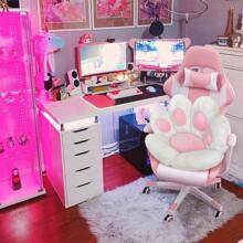 Ultra-Soft Cat Paw Floor Cushion Chair - Compact Lounge Seat For Gamers And Home Office - Cozy 28x24 Inch Plush Pillow For Dorm Or Apartment - White Color - 白色 - 查看 4