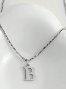 Magic Fish 1pc Classic 26 Alphabet Letter Necklace A-Z Initial Pendant Necklace Stainless Steel Jewelry Gift, Suitable For Daily Wear