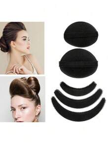 4pcs Fluffy Sponge Invisible Hair Comb Hair Pad Black Hair Clip Insertion Tool Kit Suitable For Women Girls DIY Hairstyle, Hair Accessories, Wedding, Bride Hair Styling, Side Comb - Black - View 7