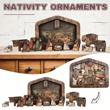 Rompecabezas de madera de Jesús, rompecabezas del Nacimiento, accesorio de decoración del hogar del Misterio del Nacimiento - Multicolor - Ver 7
