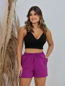 A-Lows A&L Short Duna Waist Elastane Plain Basic (S TO L 5) PLUS SIZE - 玫瑰紅 - 查看 5